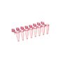 Simport 8 x 0.2ml attached flat cap - red, 125/pack