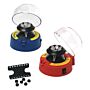 Benchmark Scientific Red mini-centrifuge with 2 rotors