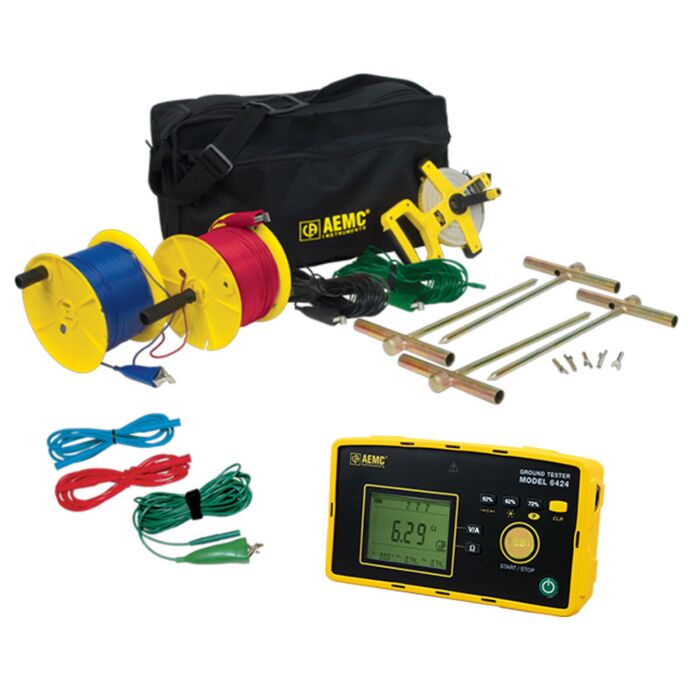 AEMC Instruments 6424-KIT-300FT Ground Resistance Tester with memory and 300 Food Lead Set