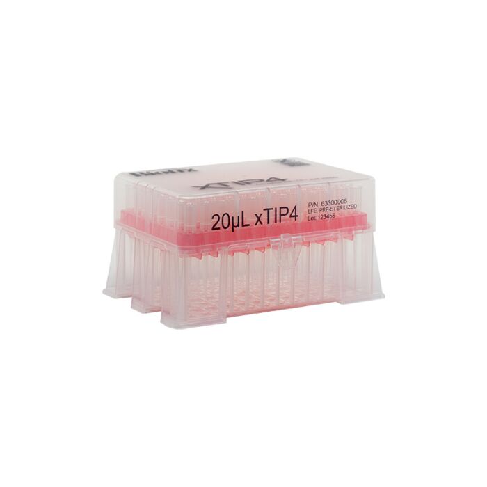 Biotix 63300020 XTip4 racked tips, 20uL, 10 racks/pk, 5 pks/cs