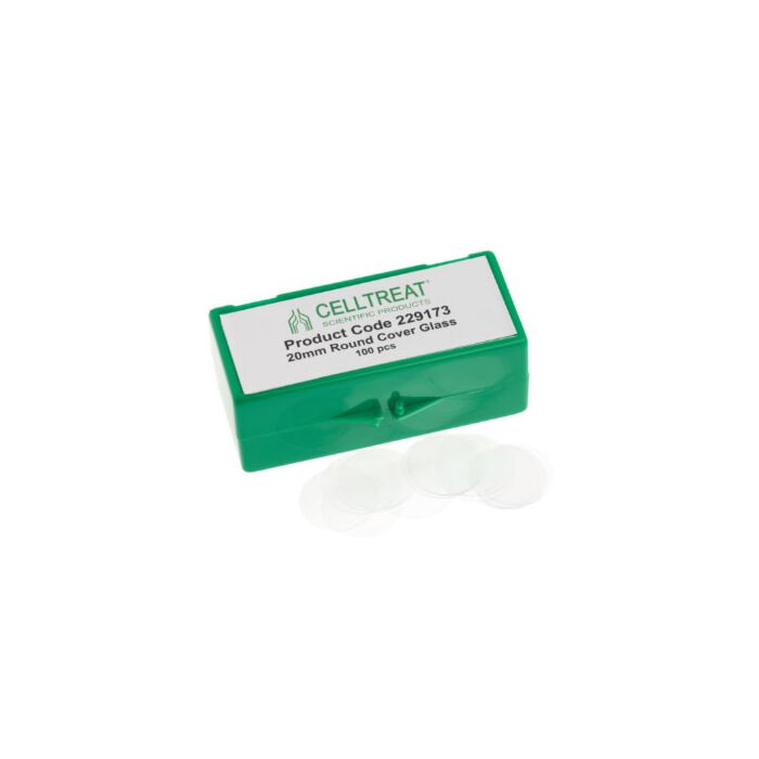 Celltreat 229173 20mm Round Cover Glass, Fits 12 Well Plate, Sterile