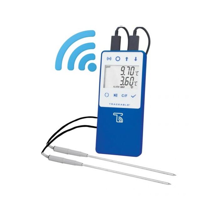 Control Company 6503 Wi-Fi Data Logging Thermometer with Remote Notification and stainless Steel Probes