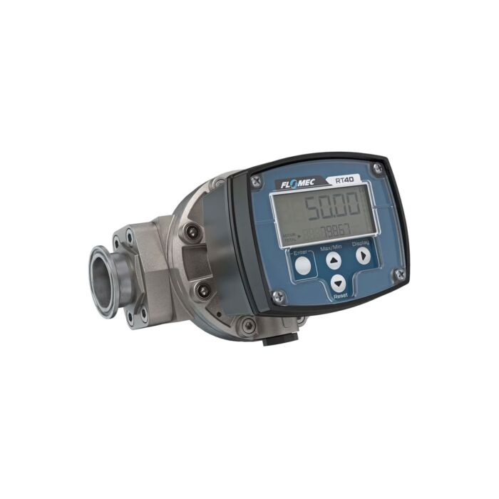 FLOMEC OM025S001-836R7G 1" Oval Gear Stainless Steel Tri-Clamp Flow Meter, RT40 Transmitter with Built-In Digital Display