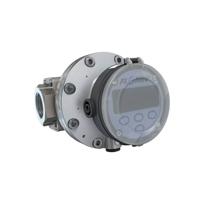 FLOMEC OM040A001-822R5G 1-1/2" Oval Gear Aluminum NPT Flow Meter, RT14 Transmitter with Built-In Digital Display