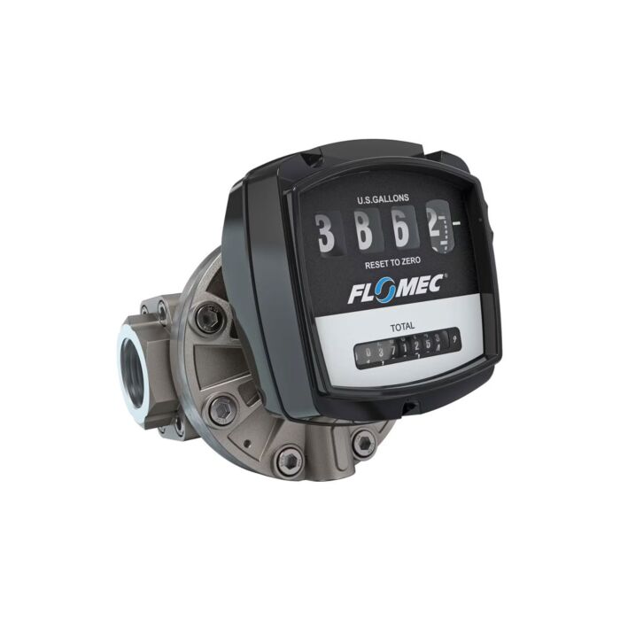 FLOMEC OM040S001-820M4 1-1/2" Oval Gear Stainless Steel NPT Flow Meter with Mechanical Display