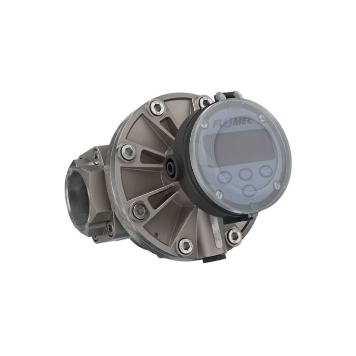 FLOMEC OM050S001-822R5G 2" Oval Gear Stainless Steel NPT Flow Meter, RT14 Transmitter with Built-In Digital Display
