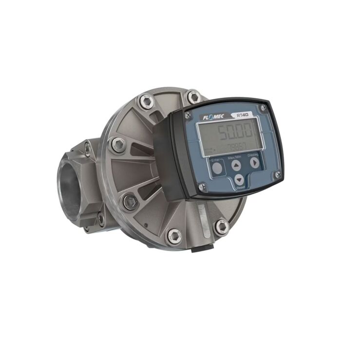 FLOMEC OM050S001-826R7G 2" Oval Gear Stainless Steel NPT Flow Meter, RT40 Transmitter with Built-In Digital Display