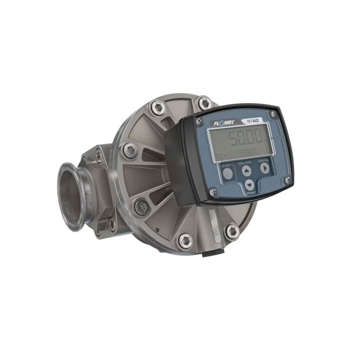 FLOMEC OM050S001-836R7G 2" Oval Gear Stainless Steel Tri-Clamp Flow Meter, RT40 Transmitter with Built-In Digital Display