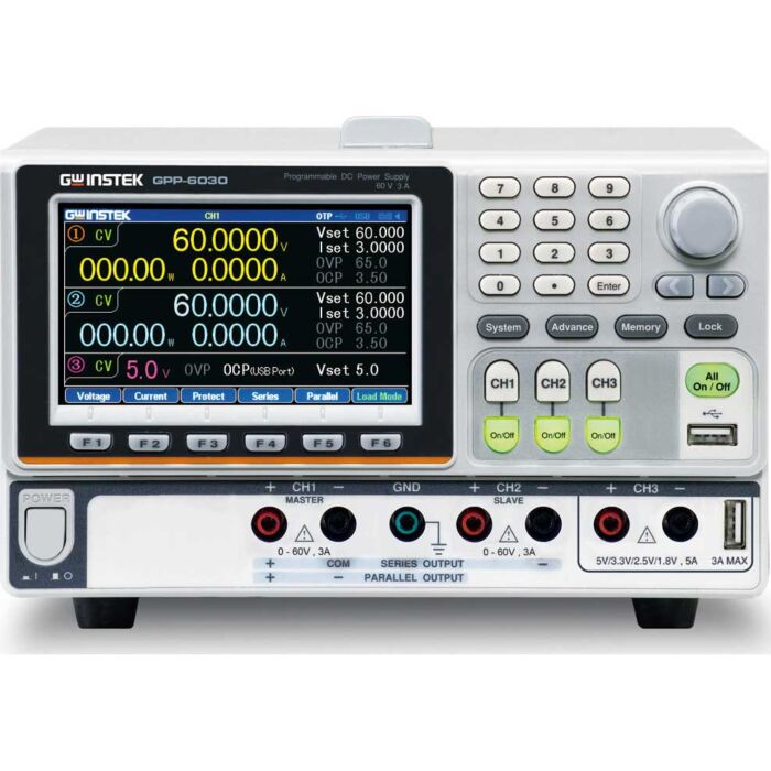GW Instek GPP-6030 (GPIB) 385W Three Channel DC Power Supply, RS-232/USB/LAN/GPIB