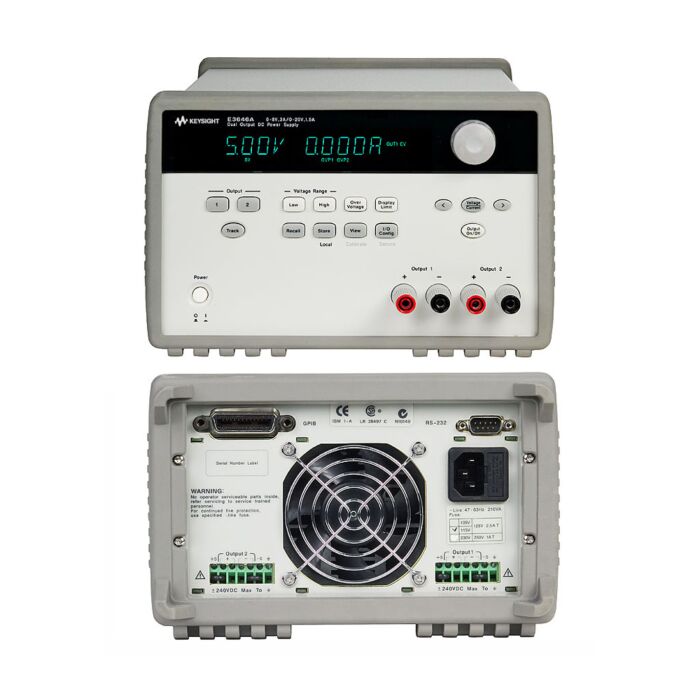 Keysight E3646A DC Power Supply, Dual Range: 60W 0-8V/3A & 0-20V/1.5A, GPIB