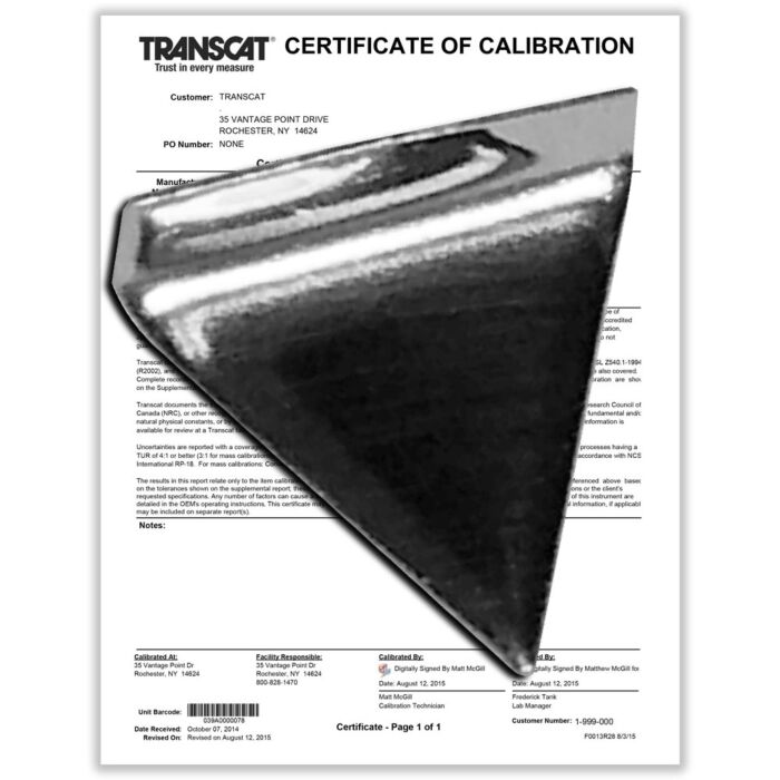 PROCISION 100mg Weight, 304 SS, OIML F1 Accuracy +/- 0.05 mg, with Calibration Certificate