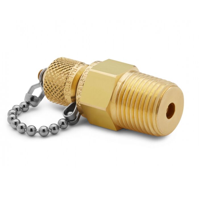 Ralston Instruments QTFT-4MB0 1/2" Male NPT x Male Quick-test, no Check-valve with Cap&Chain, Brass Adapter