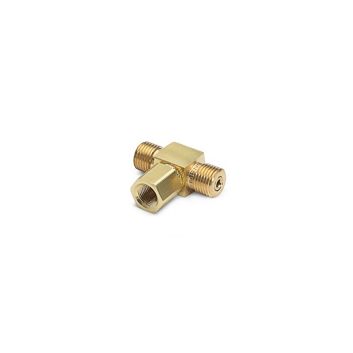 Ralston Instruments QTHA-HFCB-2F Tee-male QT run x female QT run x 1/4" female NPT branch, Brass