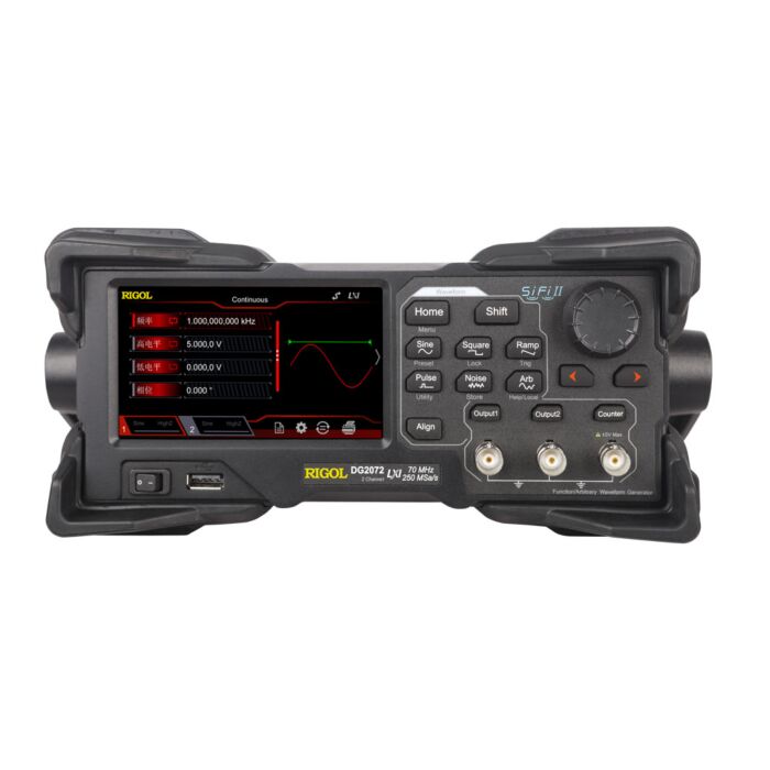 Rigol DG2072 70MHz Function Generator, 2 Ch,  250MSa/sec, 16Bit Res,16M Mem