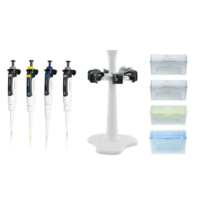 
BRANDTECH Transferpette S Bundle 3, 4 pipettes: 10, 20, 200, 1000 ul, rack mounts, carousel, pipette tips