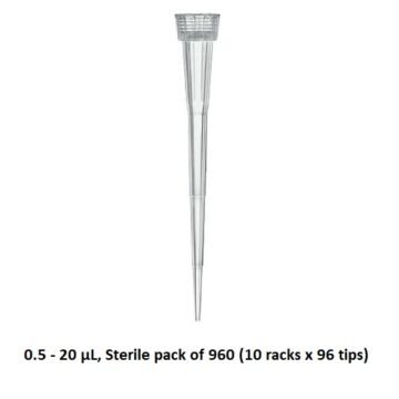 BrandTech Scientific Sterile tips 0.5-20uL, graduated, TipBox, 960/pk