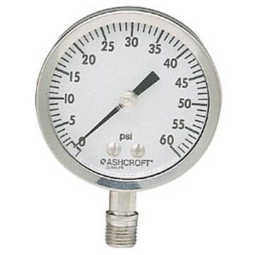 Ashcroft 25-1009-SW-02L-XLL-100PSI 2.5" Pressure Gauge, 100 PSI 