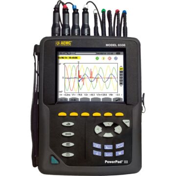 AEMC 8336 for Rent, PowerPad 3-Phase PQ Analyzer with four 193-24-BK 24" Flex 6500A AC Sensor