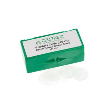 CellTreat 20mm Round Cover Glass, Fits 12 Well Plate, Sterile, 100/pack