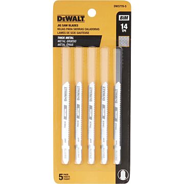 DeWalt DW37705 14TPI T-SHK Cobalt Steel Jig- Saw Blade,5/pk