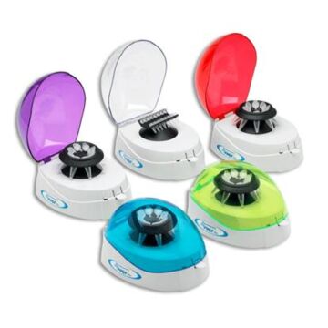 Benchmark Scientific Mini Centrifuge, red lid, with 2 rotors, 100-240V (US Plug)