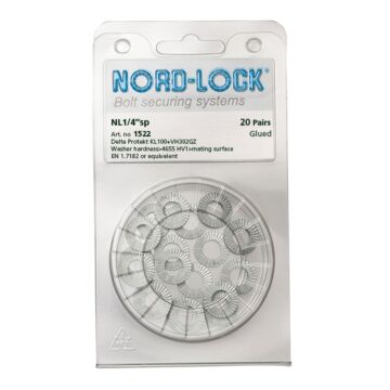 NORD-LOCK NL1/4 SP Wedge Locking Washers, 1/4", ID 0.28", OD 0.53", 200prs/bx