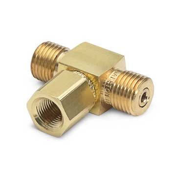 Ralston Instruments QTHA-HSTB-2F Tee-male QT run x male QT run x 1/4" female NPT branch, Brass