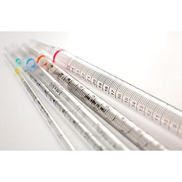 Globe Scientific Serological Pipette 1mL, Standard Tip, 270mm, Sterile, Yellow Stripe