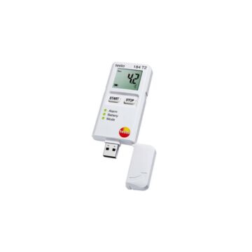 Testo 184 T2 Short-Term Temperature USB Transport Data Logger, LCD Display