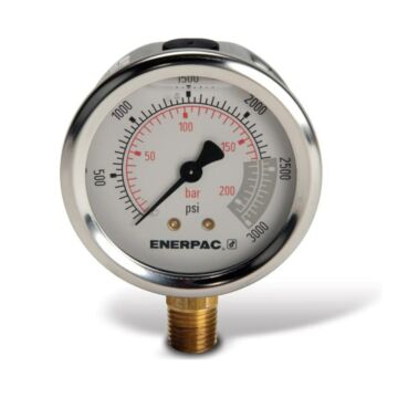 Enerpac G2516L Hydraulic Pressure Gauge, 2.50" Face, Glycerine Filled