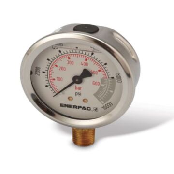 Enerpac G2535L 2.5"Pressure Gauge, 0-10K PSI, 1/4"NPTF, Lower