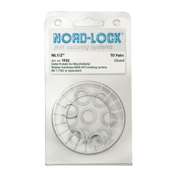 NORD-LOCK NL1/2 Wedge Locking Washers, 1/2", ID 0.53", OD 0.77", 200prs/bx