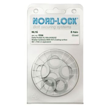 NORD-LOCK NL16 Wedge Locking Washers, 5/8", ID 0.67", OD 1", 100prs/bx