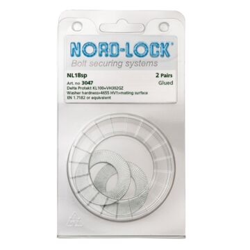 NORD-LOCK NL18SP Wedge Locking Washers, M18, ID 0.77", OD 1.36", 100prs/bx
