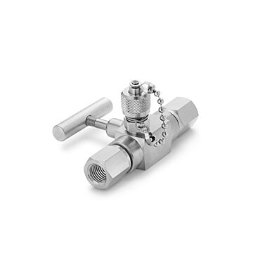 Ralston Instruments QTVF-000S-2F-2F Quick-test Valved Fitting, 1/4" NPTF x 1/4" NPTF, Stainless Steel