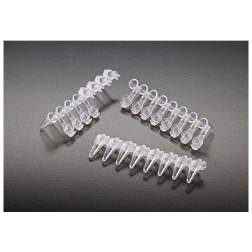 Simport 0.1mL Strips of 8 with Individually Attached Flat Caps, Natural, pack/125