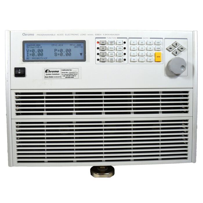 Chroma 63804 for Rent, Programmable AC/DC Electronic Load, 350V/45A/4500W 
