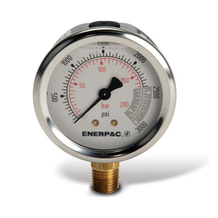 Enerpac G2516L Hydraulic Pressure Gauge, 2.50" Face, Glycerine Filled