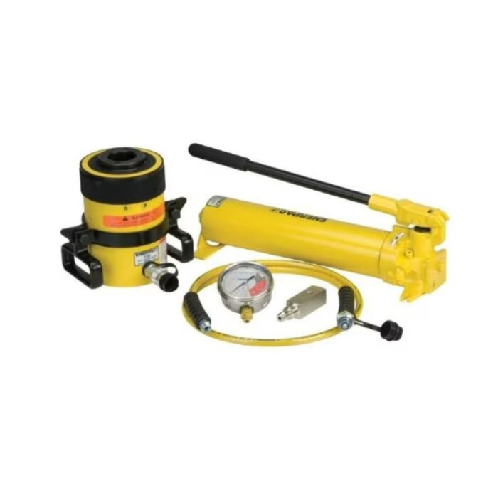 Enerpac SCH603H Hollow Hydraulic Cylinder and Hand Pump Set, 60 Ton