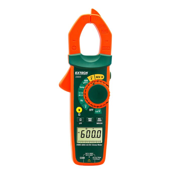 Extech EX655 True RMS 600A AC Clamp AC/DC Meter with NCV