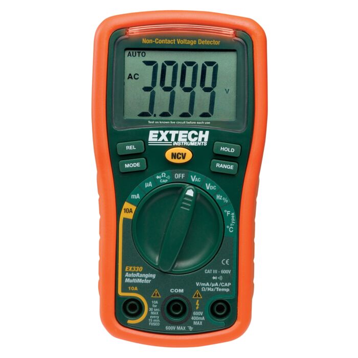 Extech EX330 12-Function Mini MultiMeter + Non-Contact Voltage Detector