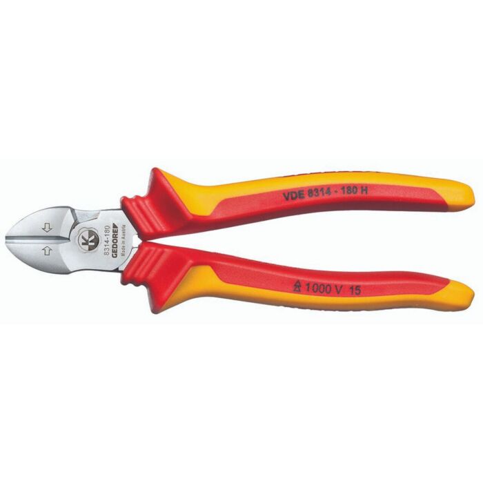 Gedore Tools VDE 8314-180 H Side Cutter with VDE Insulating Sleeves, 180mm, 1000V
