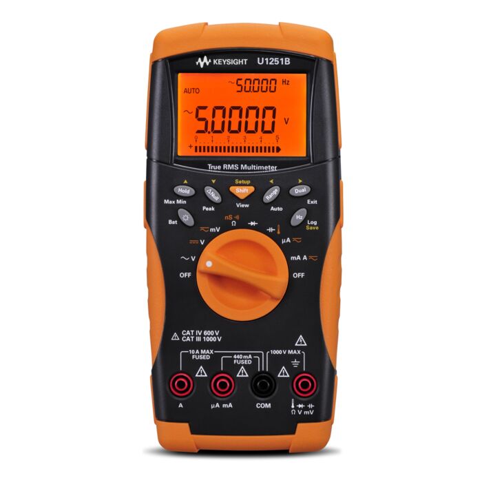 Keysight U1251B Handheld Digital Multimeter, 4.5 Digit, Orange