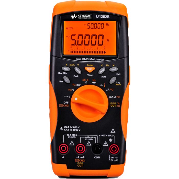 Keysight U1252B Handheld Digital Multimeter, 4.5 Digit, Orange