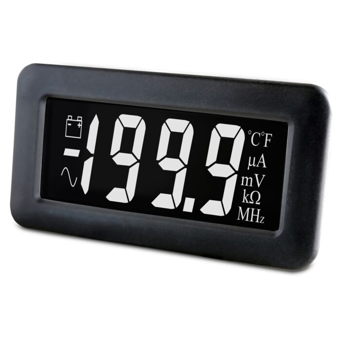 Lascar DPM 750S-EB-W LCD Voltmeter with White Digits on a Black Background