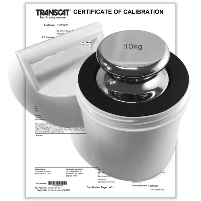 PROCISION 10kg Weight, 304 SS, OIML F2 Accuracy +/- 160 mg, with Calibration Certificate