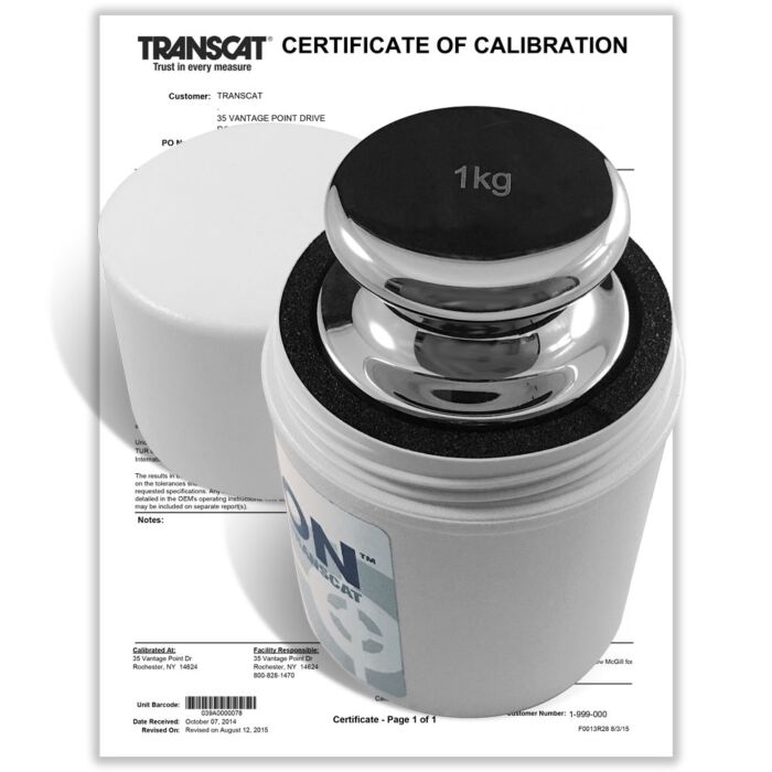 PROCISION 1kg Weight, 304 SS, OIML F2 Accuracy +/- 16 mg, with Calibration Certificate