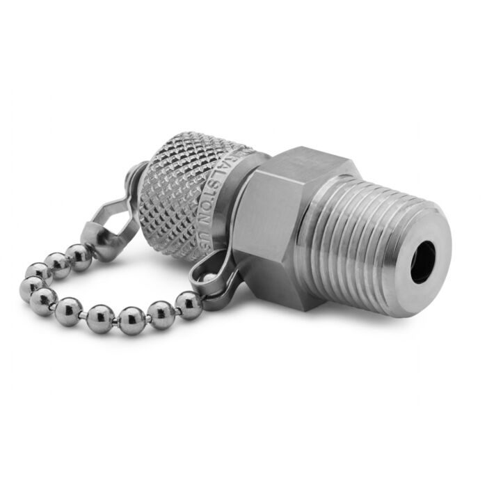 Ralston Instruments QTFT-3MS0 3/8" Male NPT x Male Quick-test, no Check-valve with Cap & Chain, Stainless Steel Adapter