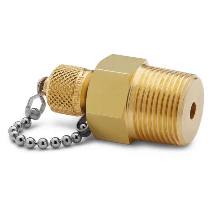 Ralston Instruments QTFT-6MB0 3/4" Male NPT x Male Quick-test, no Check-valve with Cap&Chain, Brass Adapter