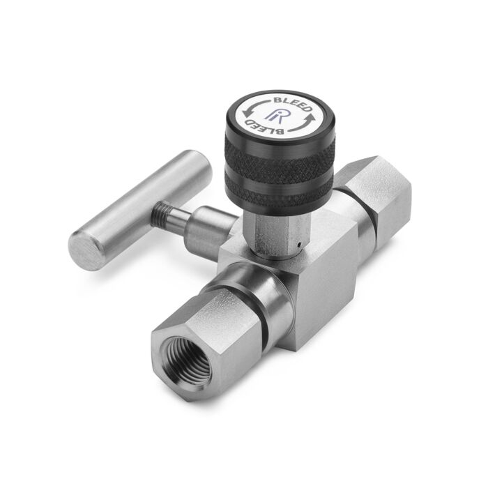 Ralston Instruments QTHA-BLS0-2F-2F Block & Bleed Valve-1/4" NPTF Inlet x 1/4" NPTF Outlet, Stainless Steel